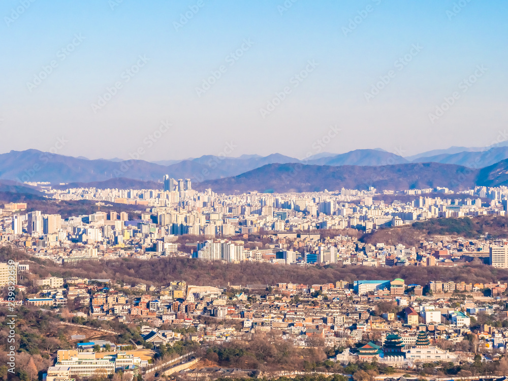 Beautiful Architecture building cityscape in Seoul city