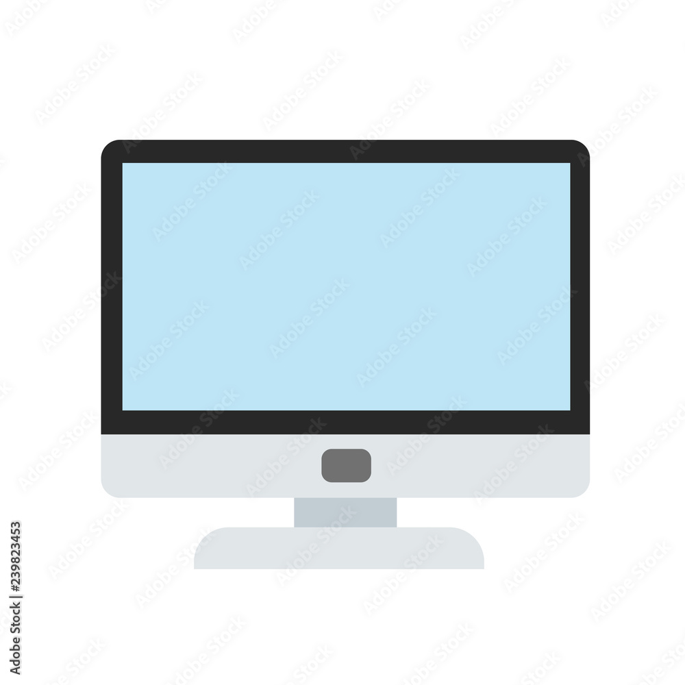 computer monitor in cartoon style icon on white, stock vector illustration