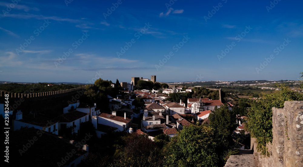 Cityscape view to Obidos old city Portugal