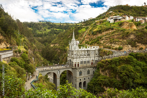 Las Lajas riverside church in Ipiales, Colombia photo