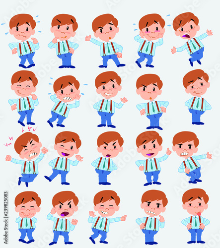 Cartoon character businessman in casual style. Set with different postures  attitudes and poses  doing different activities in isolated vector illustrations.
