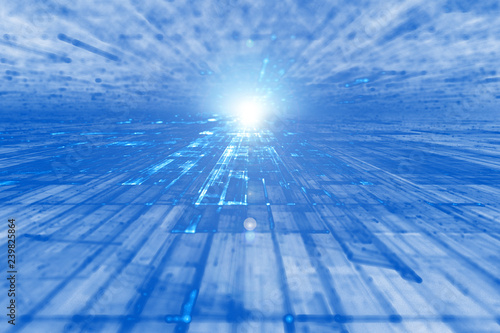 Wallpaper Mural sunrise in cyberspace, abstract futuristic landscape Torontodigital.ca