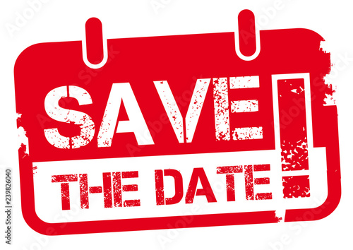 save the date vector illustration red daubed rubber stamp