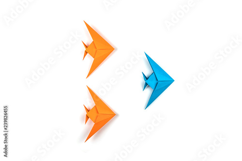 Two origami fishes isolated on white background. Free Download Two origami fishes isolated on white background. - GFXLoad