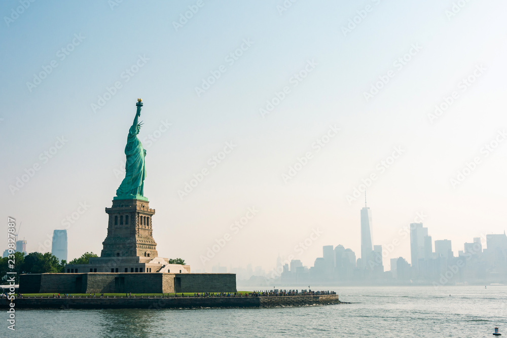Liberty Island and liberty statue view in New york city