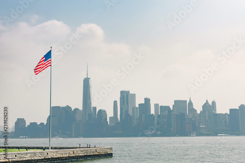 Liberty Island and liberty statue view in New york city