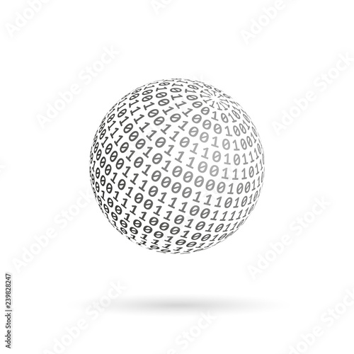 Globe of binary code. Abstract technology ball. Vector design