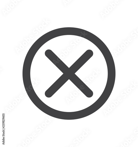 Cross X icon line isolated on white background circle symbol vector illustration   in a circle