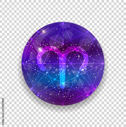 Astrological symbol of Aries. Abstract vector shiny western Zodiac Horoscope sign