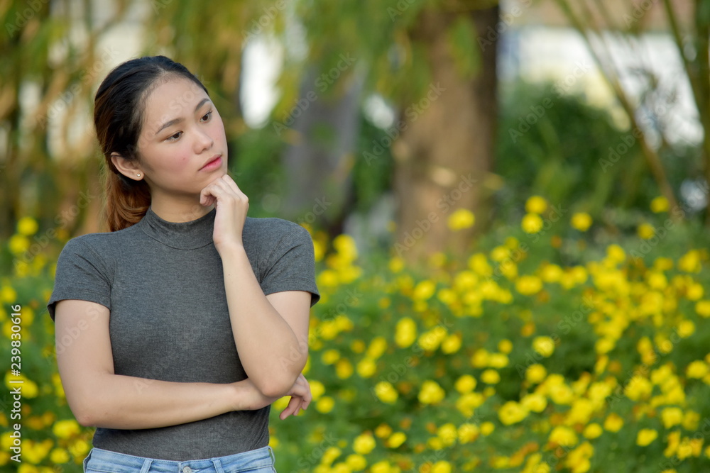 Youthful Diverse Female Thinking