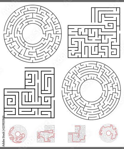 maze leisure game graphics set with lines