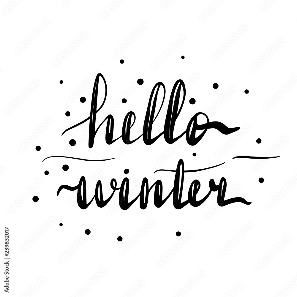Hand written lettering inscription hello Hand written lettering inscription hello