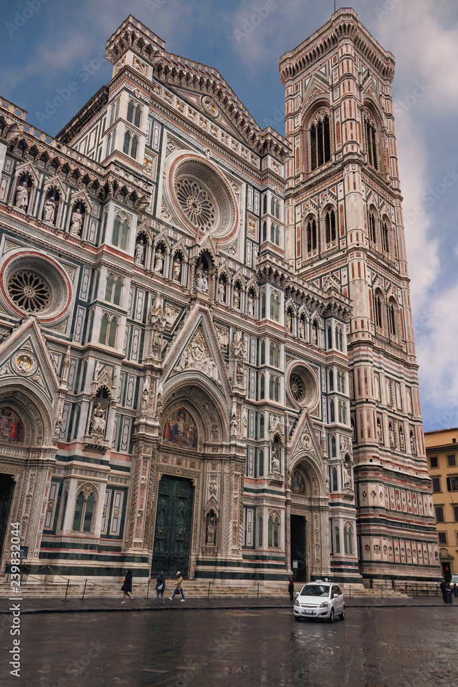 Florence, Italy - March 24, 2014 - Front view of the Cathedral of Santa Maria del Fiore