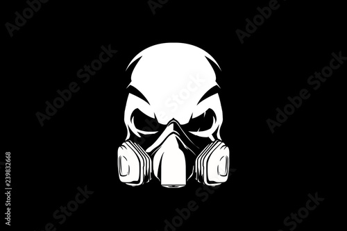 gas mask painting skull head vector template