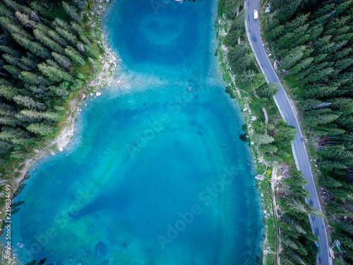 Fototapeta Naklejka Na Ścianę i Meble -  Carezza lake - Lago di Carezza, Karersee, Dolomites Alps, Bolzano province, South Tyrol, Italy