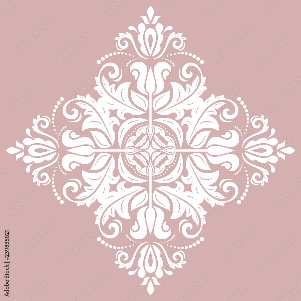 Oriental white square pattern with arabesques and floral elements. Traditional classic ornament. Vintage pattern with arabesques Oriental white square pattern with arabesques and floral elements. Traditional classic ornament. Vintage pattern with arabesques