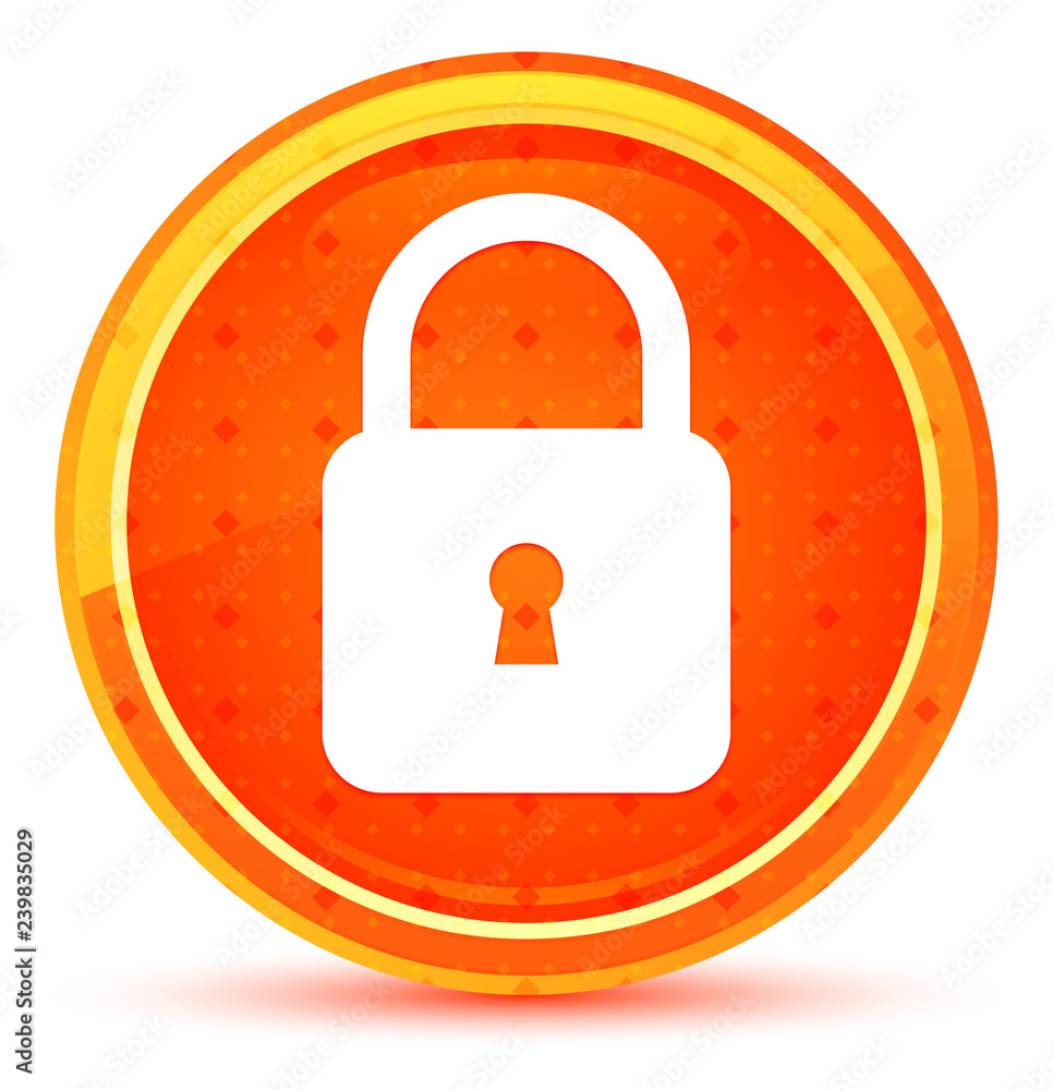 Padlock close icon natural orange round button Padlock close icon natural orange round button