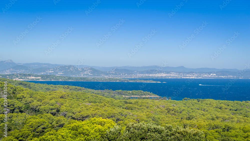 Porquerolles island and France shores at the horizon