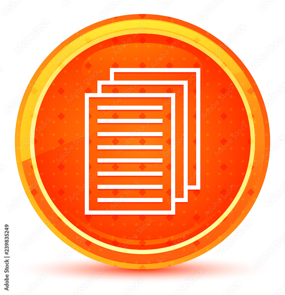 Page documents icon natural orange round button Page documents icon natural orange round button