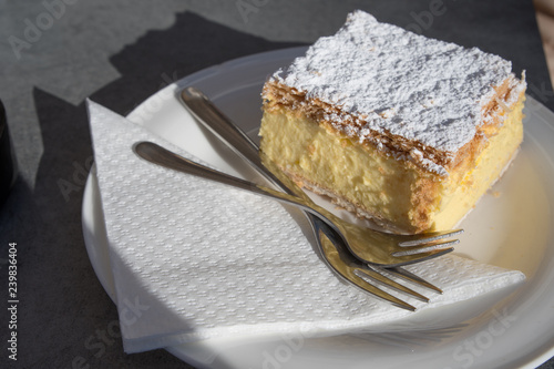 Cremeschnitte, custard cream cake dessert photo