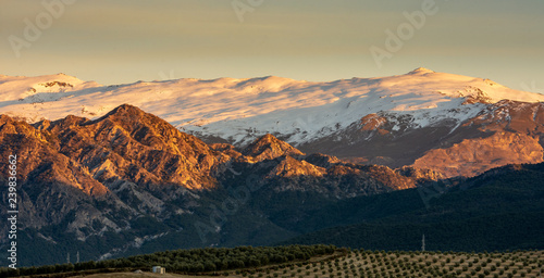 Scenic view of snowcapped mountains in Sierra Nevada, Spain