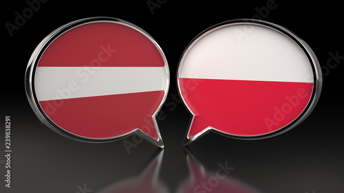 Latvia and Poland flags with Speech Bubbles. 3D illustration Free Download Latvia and Poland flags with Speech Bubbles. 3D illustration - GFXLoad