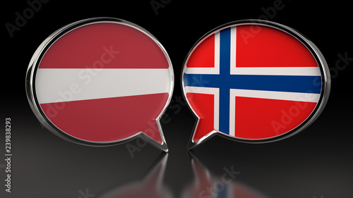 Free Download Latvia and Norway flags with Speech Bubbles. 3D illustration - GFXLoad