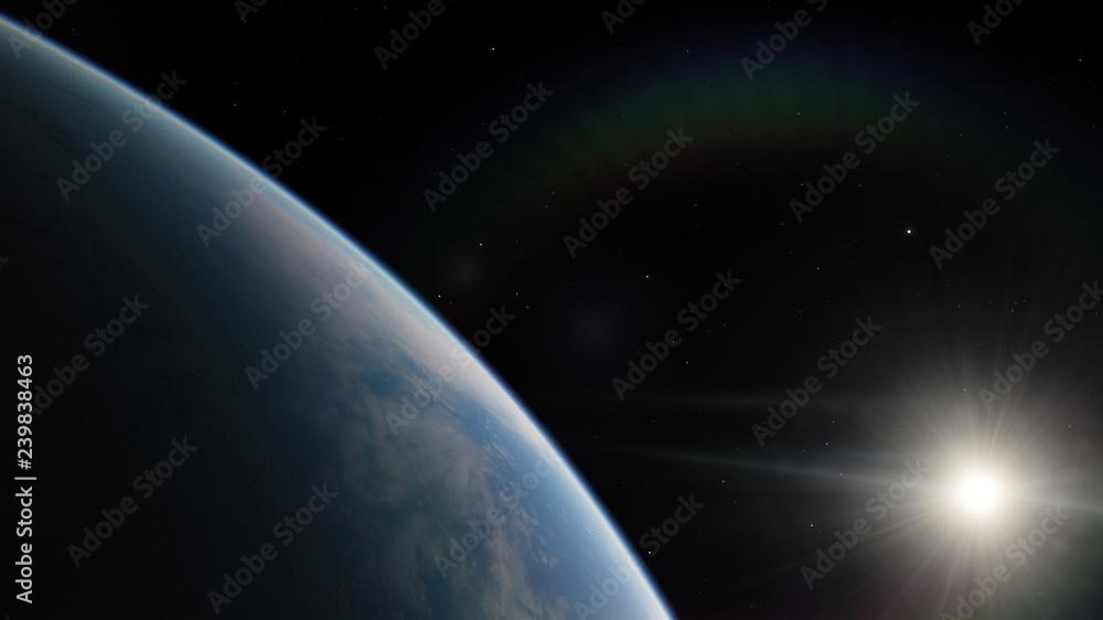 Obraz premium Near, low earth orbit blue planet. this image elements furnished by NASA.