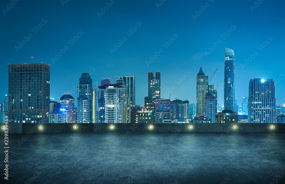 Bangkok urban cityscape skyline night scene with empty top floor on front Bangkok urban cityscape skyline night scene with empty top floor on front