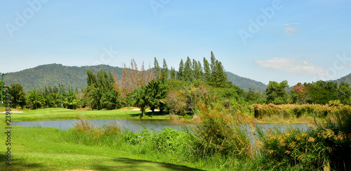 Beautiful Golf Field with the Blue Sky