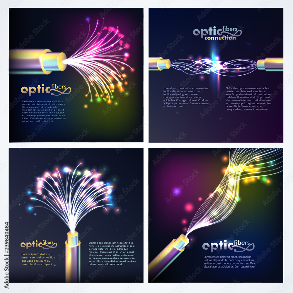 Optic Fibers Backgrounds with cable set