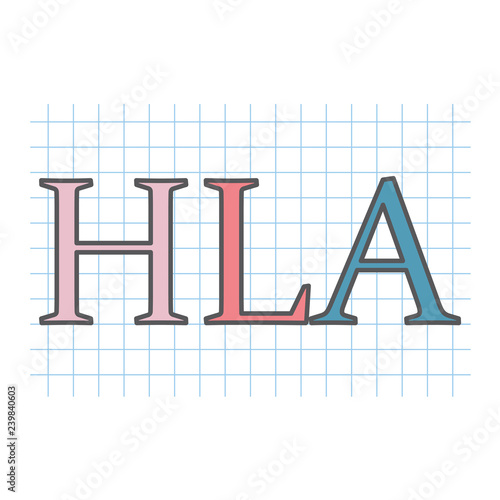 HLA (Human leukocyte antigenon) on checkered paper sheet- vector illustration