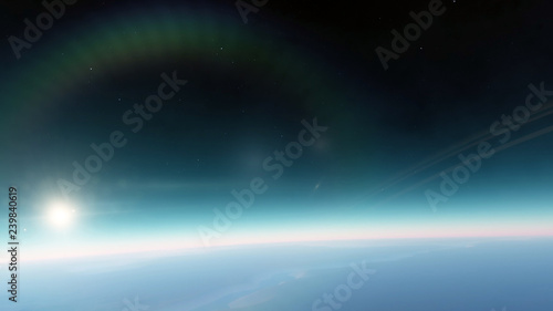Planet in the space. Colorful art. Solar system. Gradient color. Space wallpaper. Elements of this image furnished by NASA
