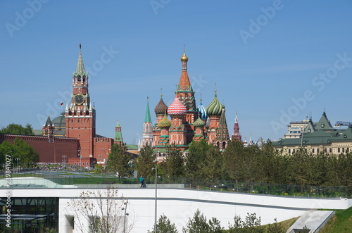 Photography Moscow, Russia - may 12, 2018: Zaryadye natural landscape Park in the center of
