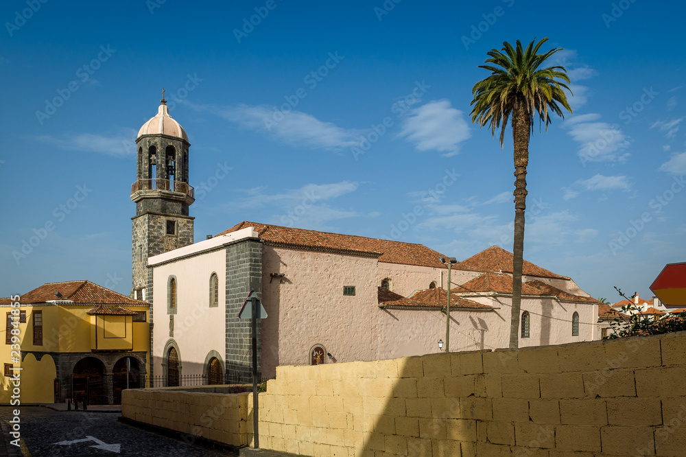 Fototapeta premium Old tower and historical buildings, La Orotava, Tenerife