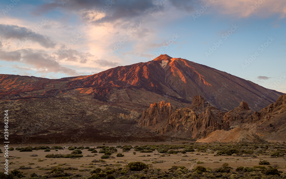 El Teide volcano in red colors