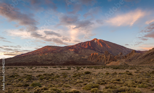 El Teide national reserve panoramic view at sunset