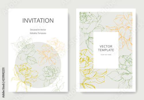 Vector Rose flowers. Wedding background card floral border. Thank you  rsvp  invitation elegant card. Engraved ink art.