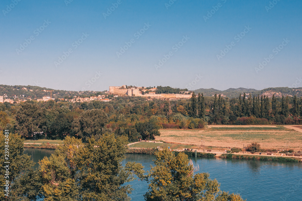 View of the River Rhone from the height of the Avignon Palace