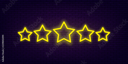 Five star rating neon
