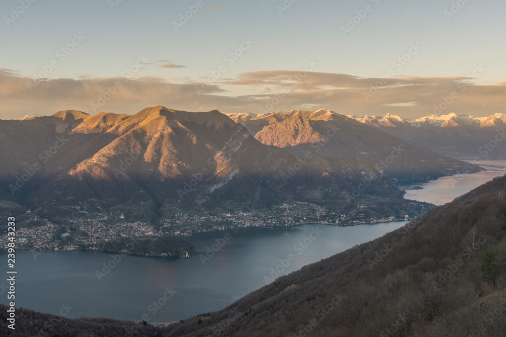 Bellagio Como, Italy - sunset over the Alps and the lake