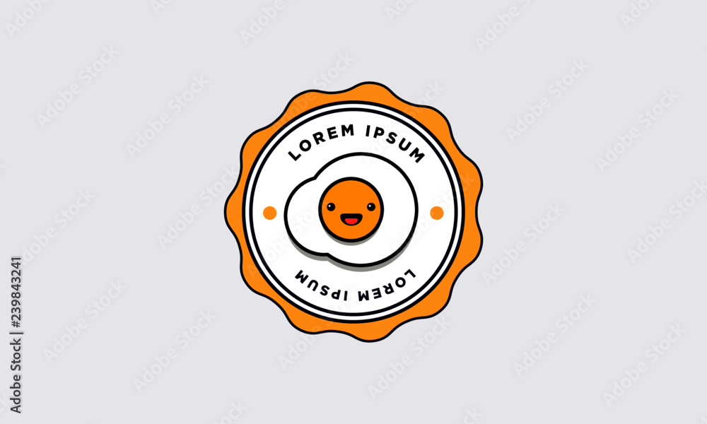 Fototapeta premium Fried Egg Badge Sticker Logo Template Vector Illustration