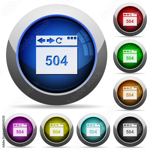 Browser 504 Gateway Timeout round glossy buttons