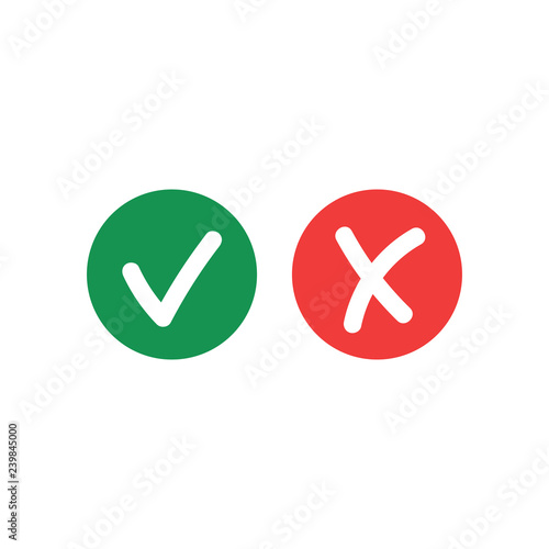 Do and Dont check tick mark and cross icons isolated on white background. Vector checklist or choice option symbols in circle frame.