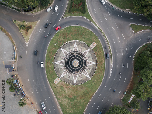 Aerial view of curved road and U-turn.