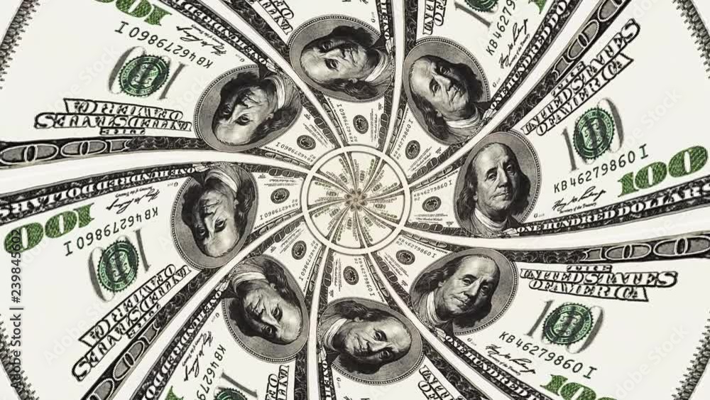 hypnotic endless blooming us dollar flower ornament seamless loop animation background new quality finance business cool nice beautiful 4k stock video footage