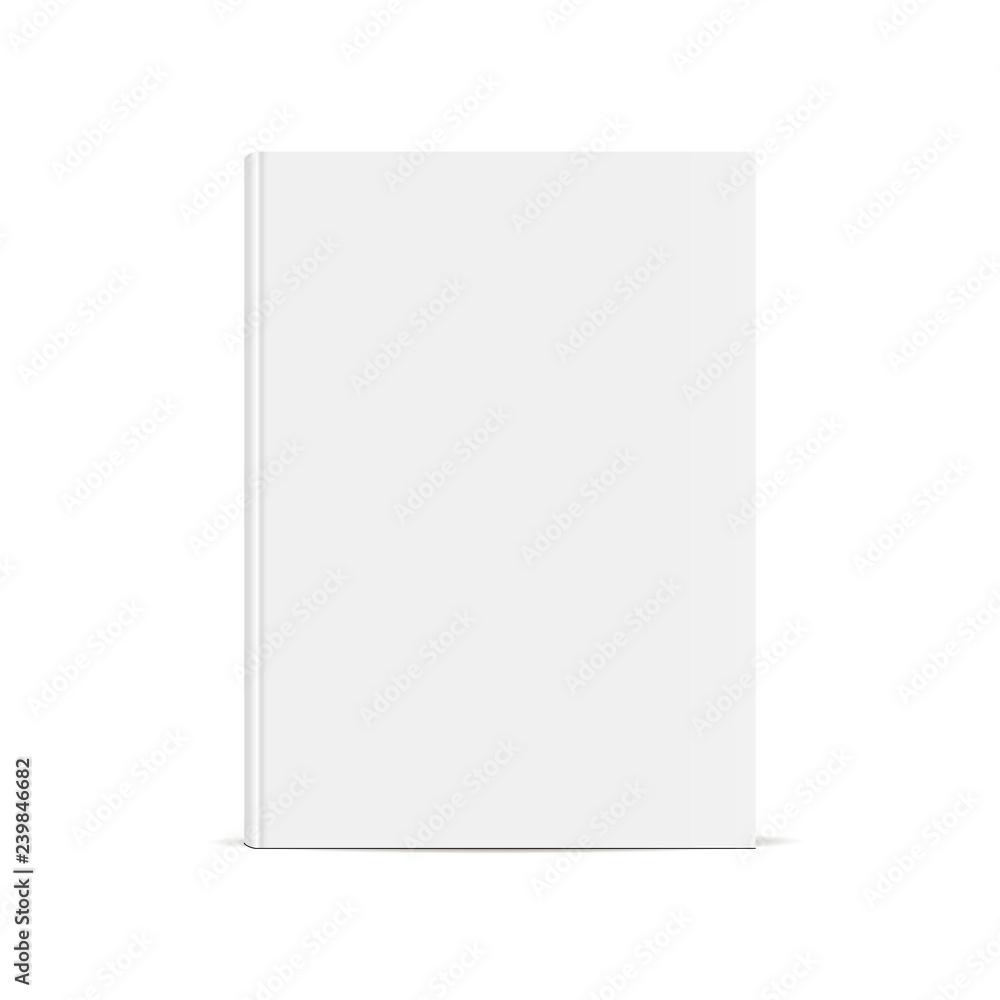Hardcover book mockup isolated on white background - front view. Vector illustration Hardcover book mockup isolated on white background - front view. Vector illustration