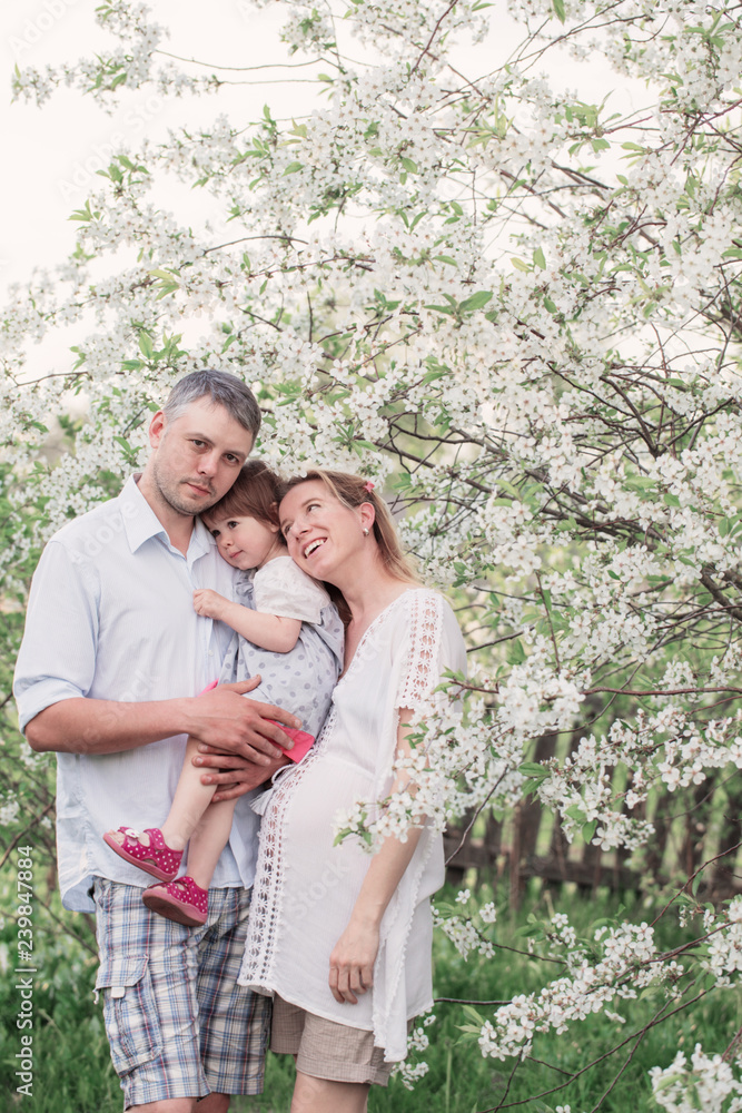 happy family on spring garden