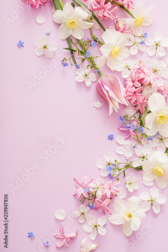 Fototapeta beautiful spring flowers on paper background