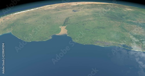 Mouth of the River of Silver or Rio de la Plata in planet earth, aerial view from outer space photo